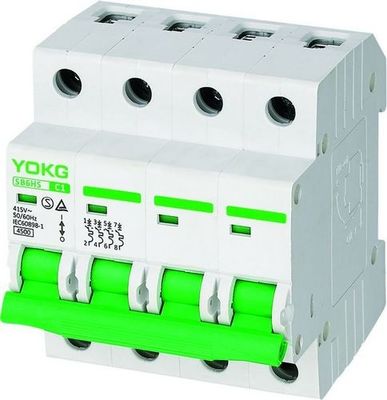 4.5KA MCB Type BCD Single Phase SB6HS 230V 400V 10A 63A Type B C D Curve