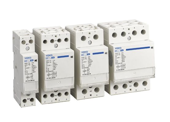 کیفیت  3 Mini Modular Din Rail Mounted Contactor 2 Pole 25A 63A Household 4 Pole کارخانه