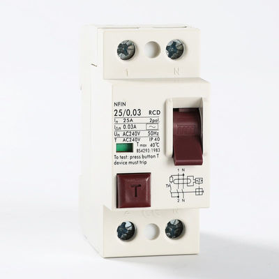 دستگاه جریان باقیمانده سری NFIN IP40 30ma 63a 2 Pole RCD 100ma 300ma